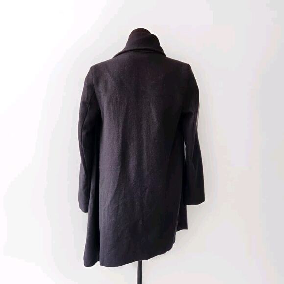 All Saints Turn Lock Monument Eve Coat Black Wool Blend Asymmetrical Hem Size 4 - Picture 5 of 9